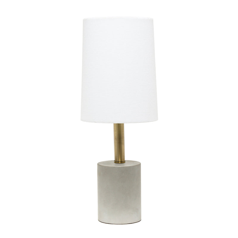 Lalia Home Antique Brass Concrete Table Lamp with Linen Shade, White