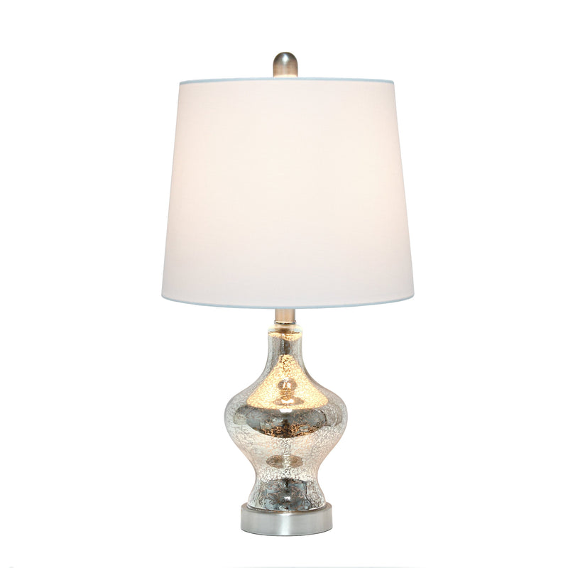Lalia Home Paseo Table Lamp with White Fabric Shade, Mercury