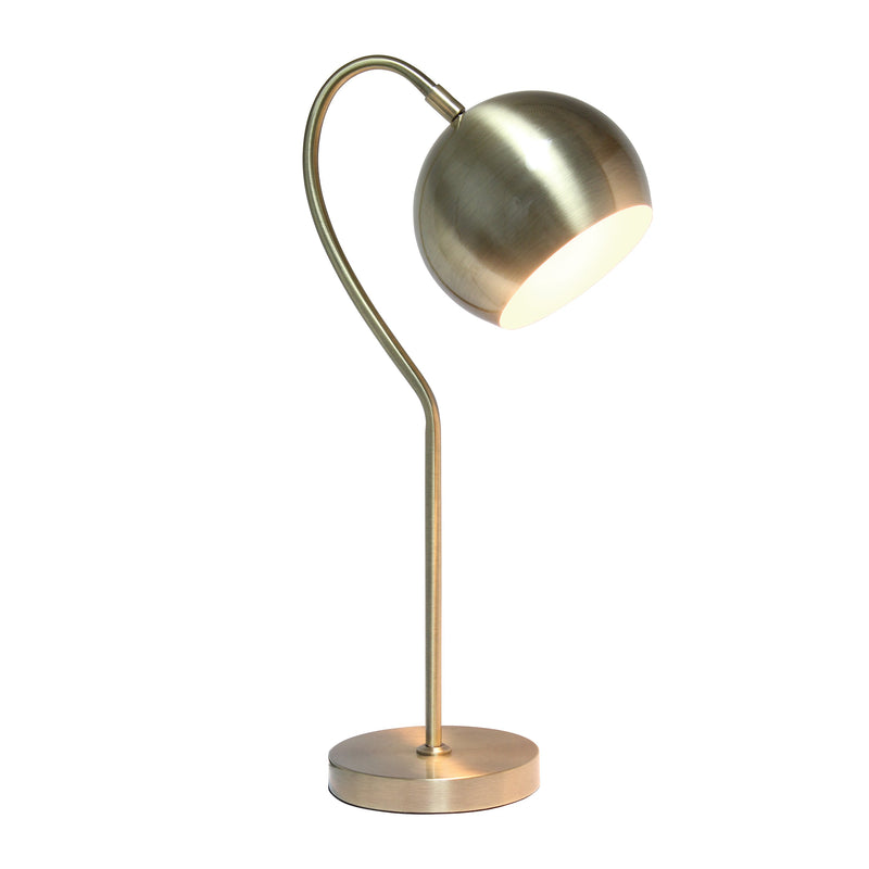 Lalia Home Mid Century Curved Table Lamp with Dome Shade, Antique Brass