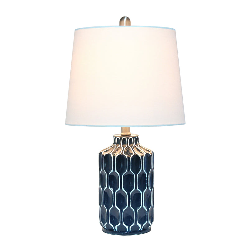 Lalia Home Moroccan Table Lamp with Fabric White Shade, Blue