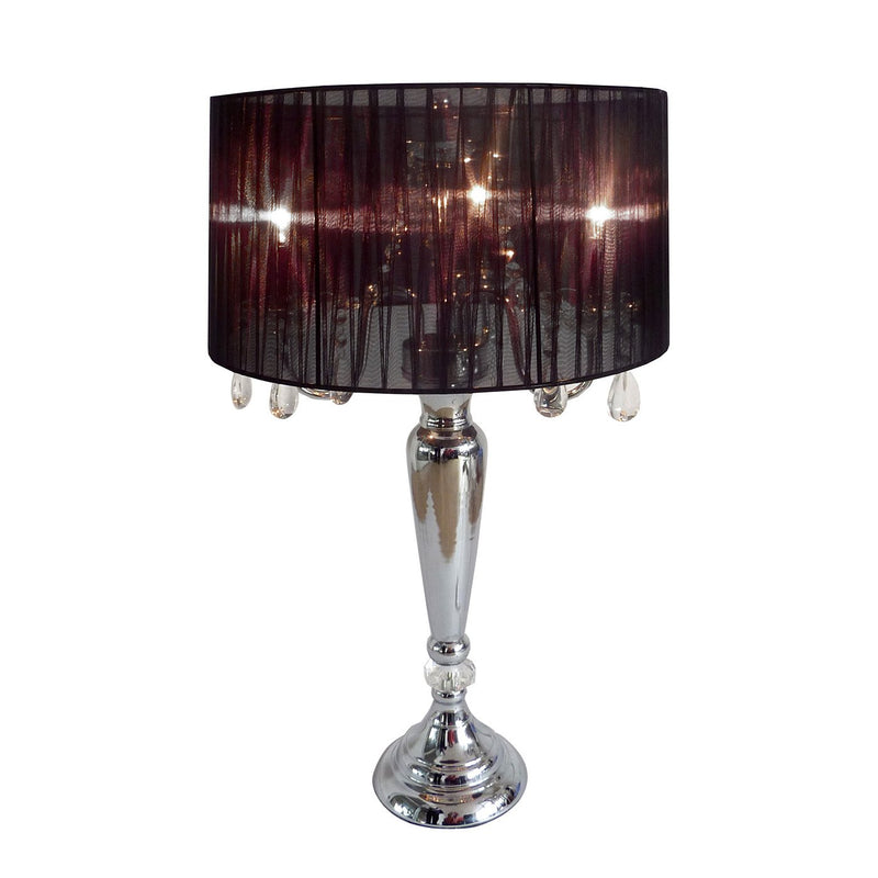 Elegant Designs Trendy Romantic Sheer Shade Table Lamp with Hanging Crystals