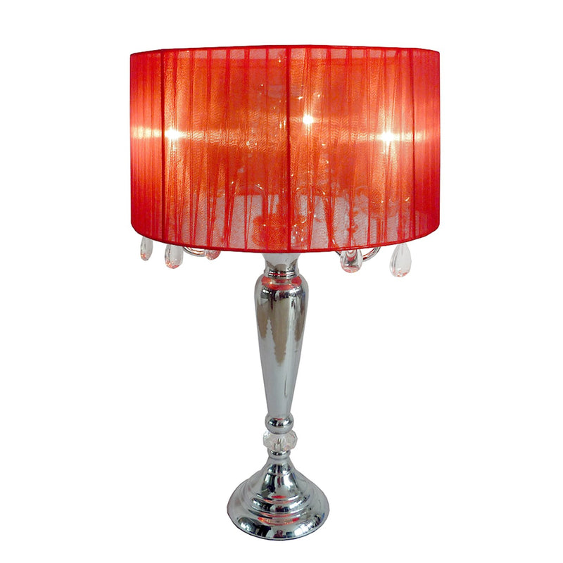 Elegant Designs Trendy Romantic Sheer Shade Table Lamp with Hanging Crystals
