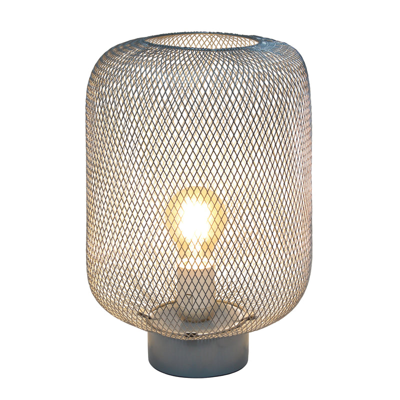 Simple Designs White Metal Mesh Industrial Table Lamp