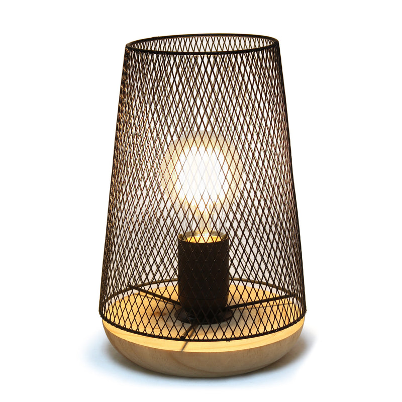 Simple Designs Black Wired Mesh Uplight Table Lamp