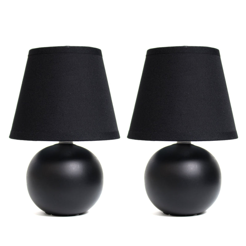 Simple Designs  Mini Ceramic Globe Table Lamp 2 Pack Set