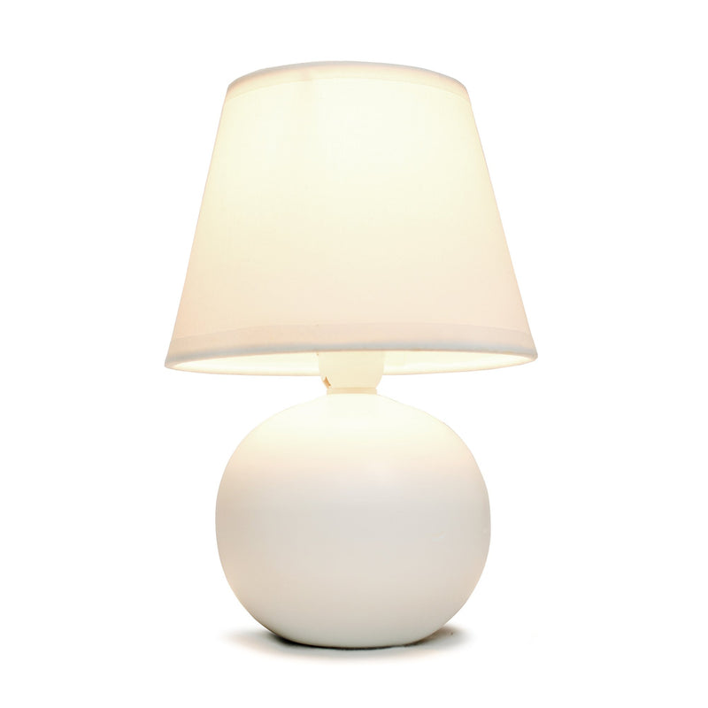 Simple Designs  Mini Ceramic Globe Table Lamp, Off-White
