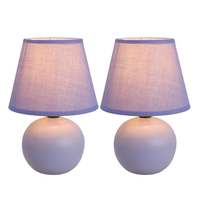 Simple Designs  Mini Ceramic Globe Table Lamp 2 Pack Set