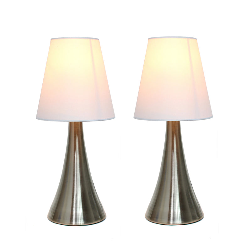 Simple Designs Valencia 2  Pack Mini Touch Table Lamp Set with Fabric Shades