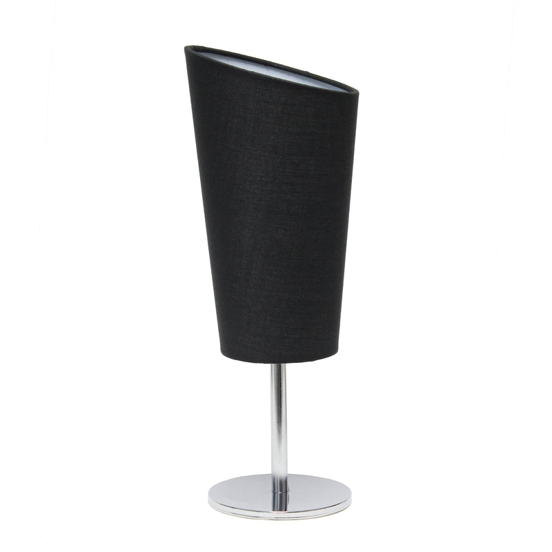 Simple Designs Mini Chrome Table Lamp with Angled Fabric Shade