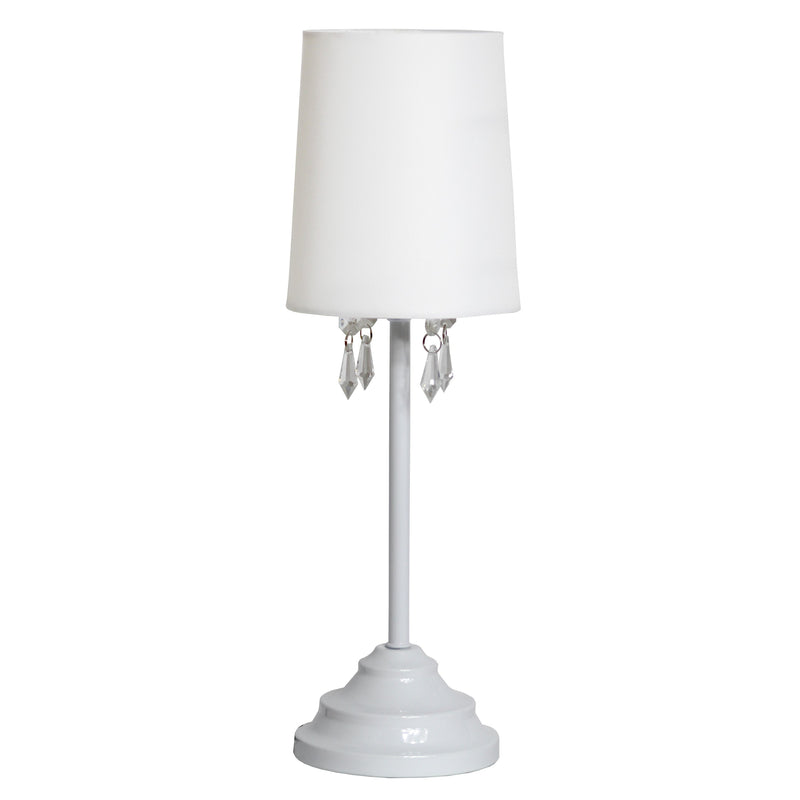 Simple Designs Table Lamp with Fabric Shade and Hanging Acrylic Beads