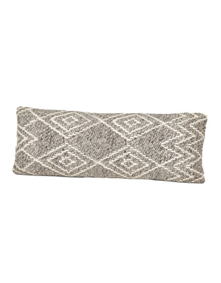 Handwoven Grey Diamond Pillow 14x40
