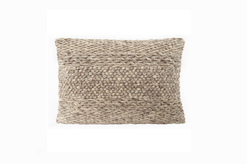 Handwoven Textured Taupe Pillow 14X20