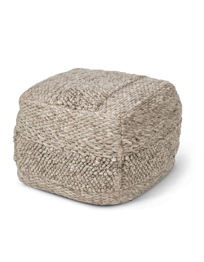 Handwoven Textured Taupe Pouf