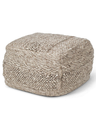 Handwoven Textured Taupe Pouf
