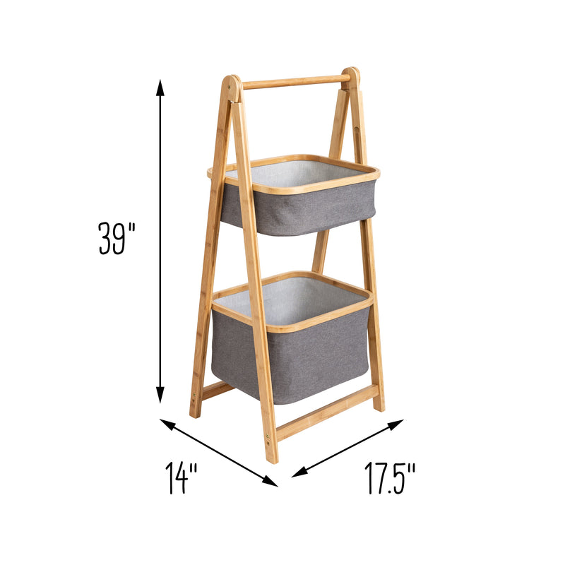 Honey-Can-Do Bamboo & Canvas 2-Tier Collapsible Shelves