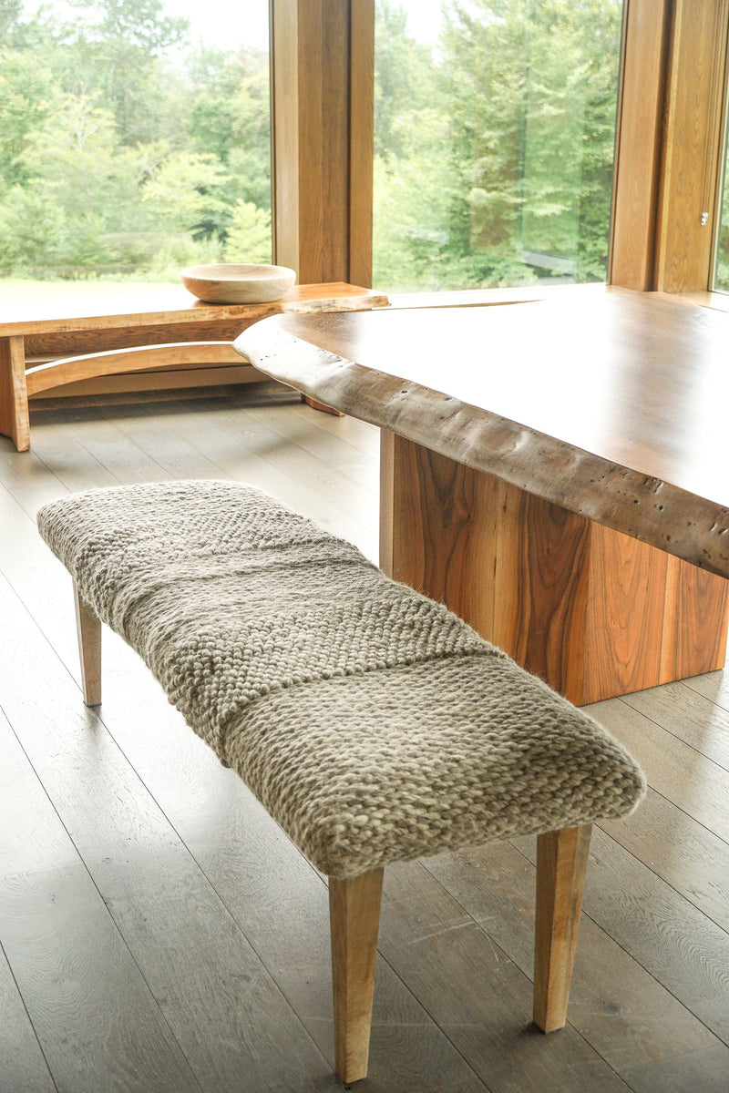 Handwoven Textured Taupe Bench