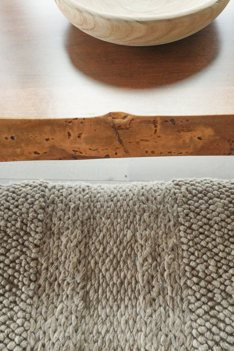 Handwoven Textured Taupe Bench