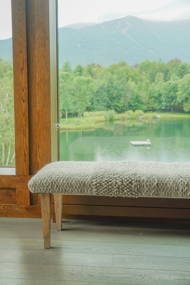 Handwoven Textured Taupe Bench