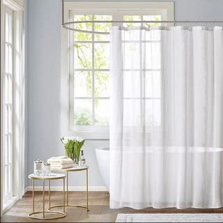 Madison Park White Clip Shower Curtain 72"W x 72"L