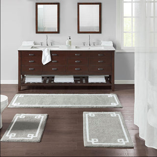 Madison Park Grey 100% Cotton Tufted Rug 20x30", Absorbent Bathroom Floor Mat, Luxury