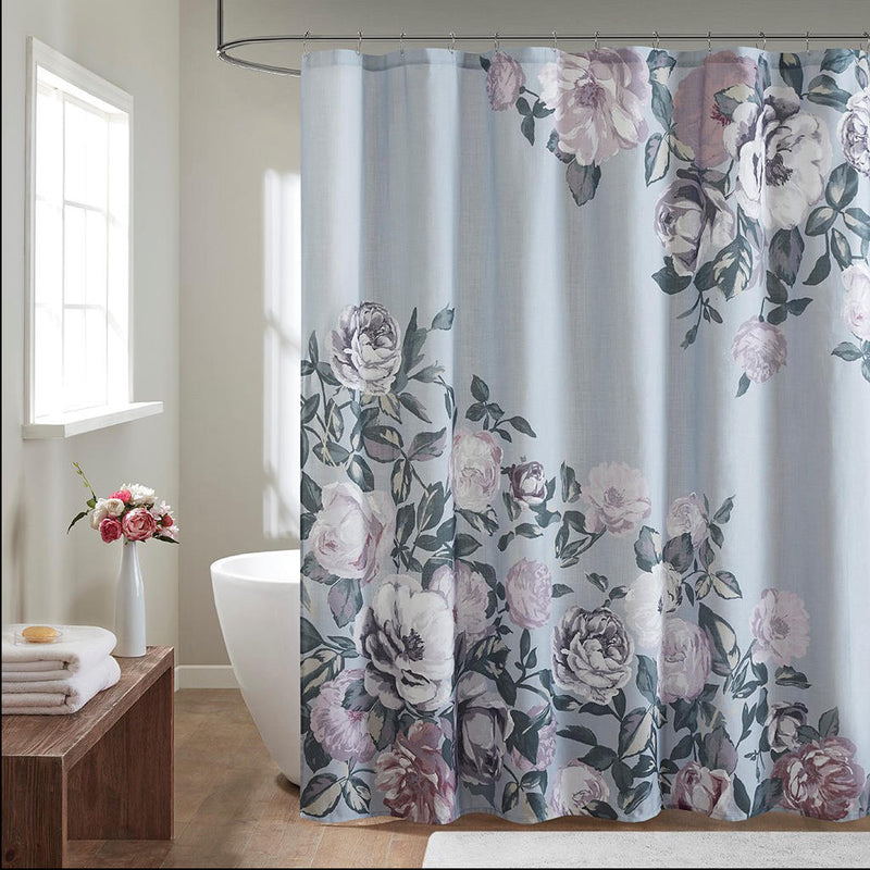 Home Outfitters Grey 100% Cotton Shower Curtain 72"W x 72"L, Shower Curtain for Bathrooms, Shabby Chic