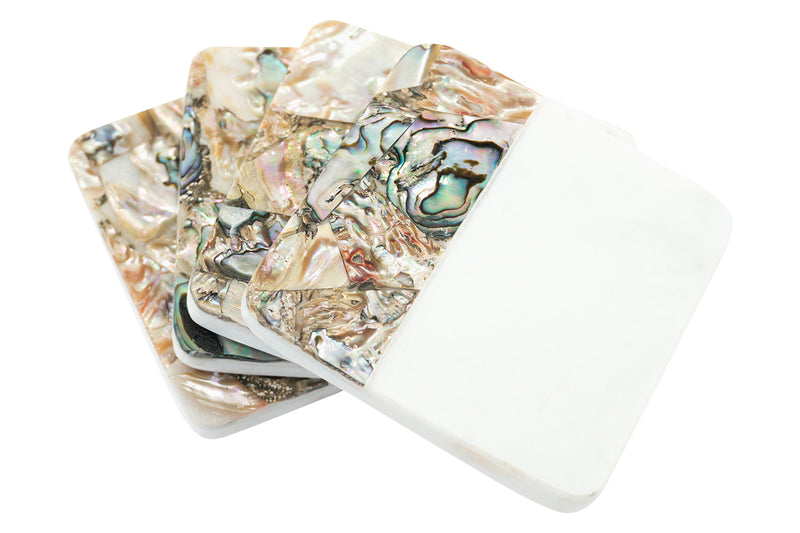 Mother of Pearl Shell Coasters - Set of 4