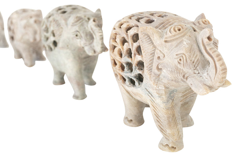 Marble Hand Carved Elephant - Large