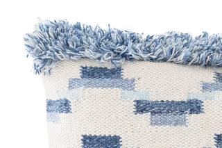 Indigo Blue Geometric Pillow with Fringe