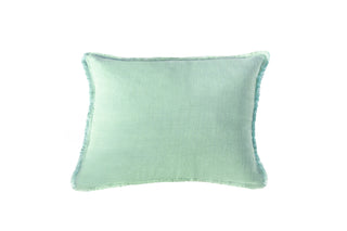 Mint Green So Soft Linen Fringe Pillow