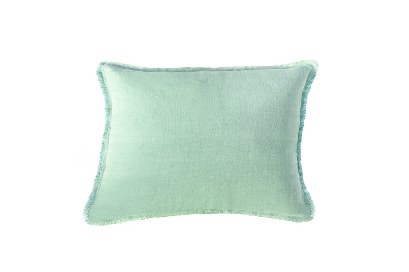 Mint Green So Soft Linen Fringe Pillow