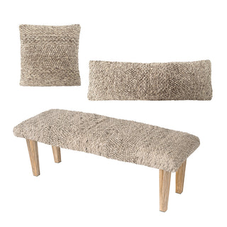Handwoven Textured Taupe Pillow 14" x 40"