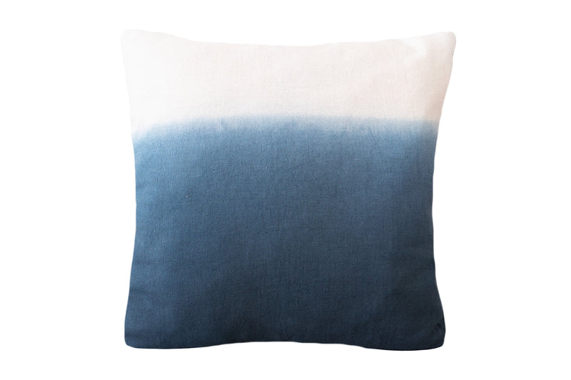 Indigo Blue Ombre Linen Pillow