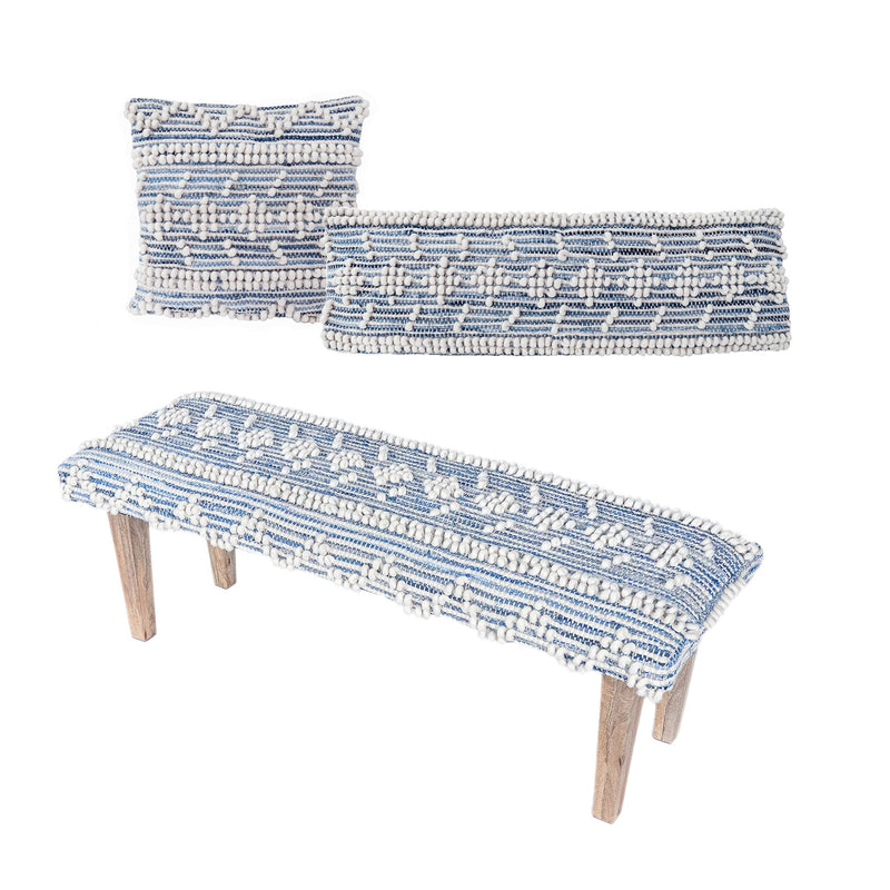 Recycled Indigo Denim Handwoven Bench