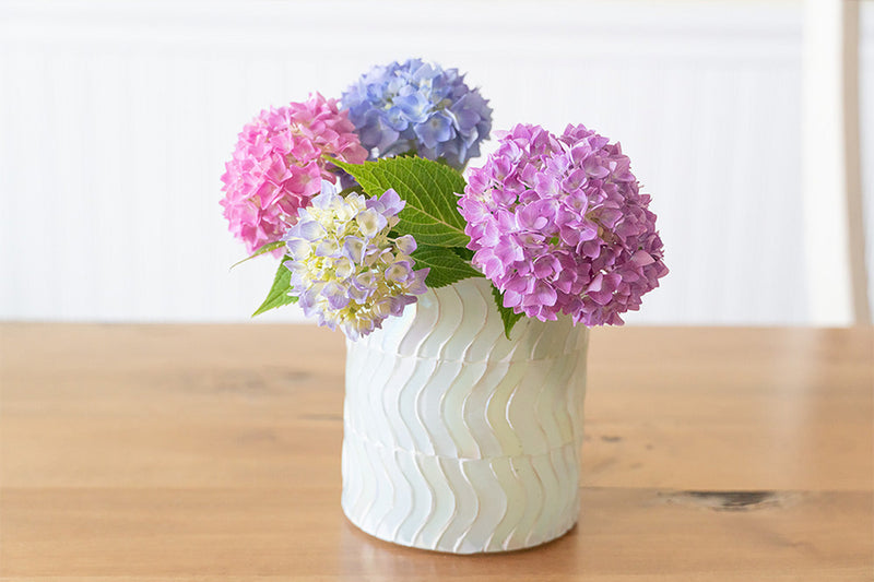 Wavy Pearl Mosaic Votive + Vase