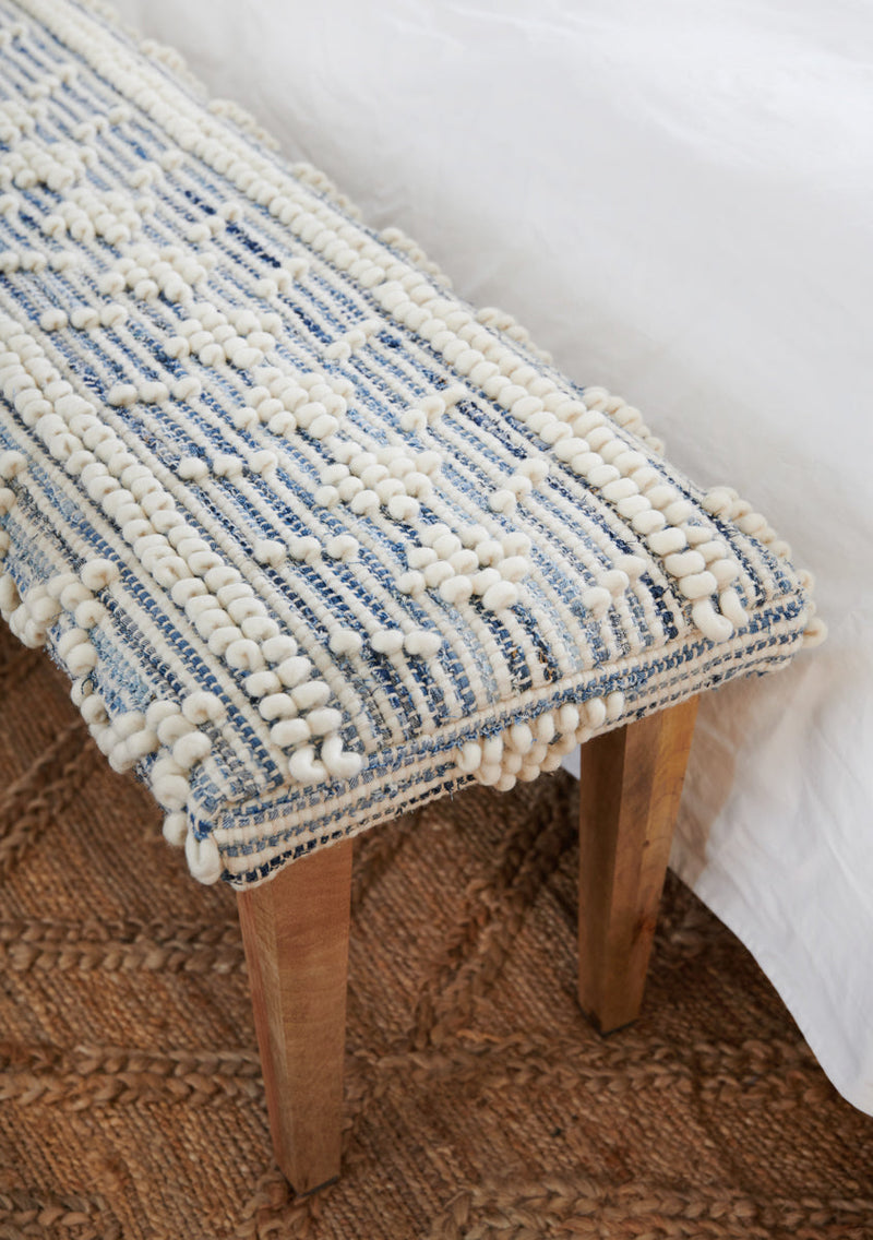 Recycled Indigo Denim Handwoven Bench