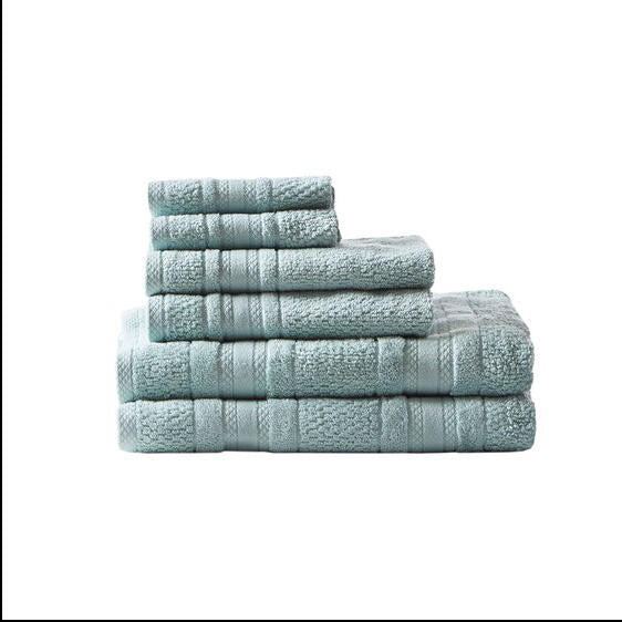Home Outfitters Seafoam 100% Cotton Super Soft 6pcs Bath Towel Set , Absorbent, Bathroom Spa Towel, Casual