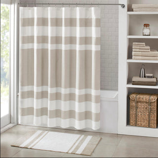 Madison Park Taupe 100% Cotton Reversible Bath Rug 27x45", Absorbent Bathroom Floor Mat, Casual
