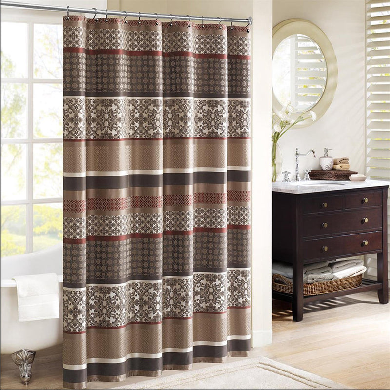 Home Outfitters Red  Jacquard Shower Curtain 72x72", Shower Curtain for Bathrooms, Traditional