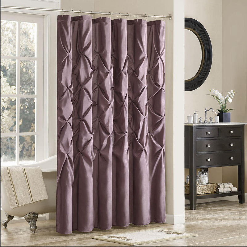 Home Outfitters Plum Faux Silk Shower Curtain 72x72", Shower Curtain for Bathrooms, Transitional