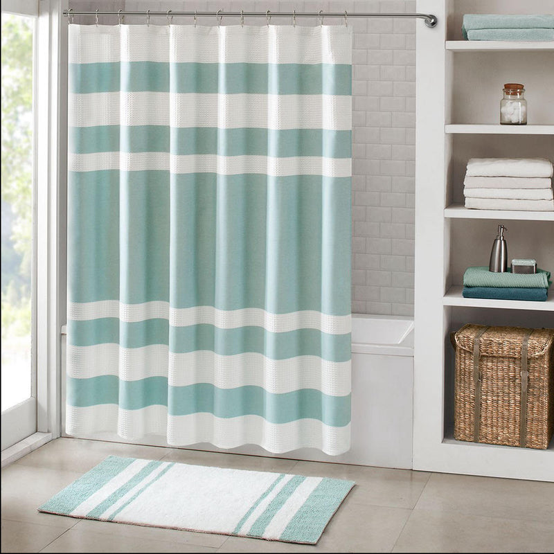 Home Outfitters Aqua  Shower Curtain 72x72", Shower Curtain for Bathrooms, Classic