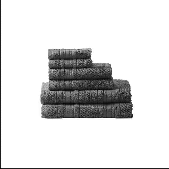 Home Outfitters Dark Gray 100% Cotton Super Soft 6pcs Bath Towel Set , Absorbent, Bathroom Spa Towel, Casual