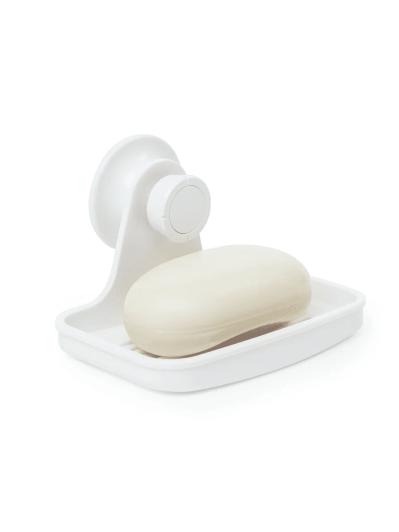 Umbra 1004433-660 Flex Shower Soap Dish with Patented Gel-Lock Technology Suction Cup, White