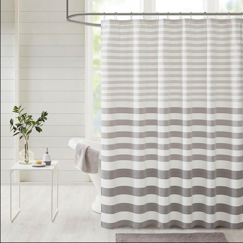 Home Outfitters Grey Blended Yarn Dye Woven Shower Curtain 72"W x 72"L, Shower Curtain for Bathrooms, Casual