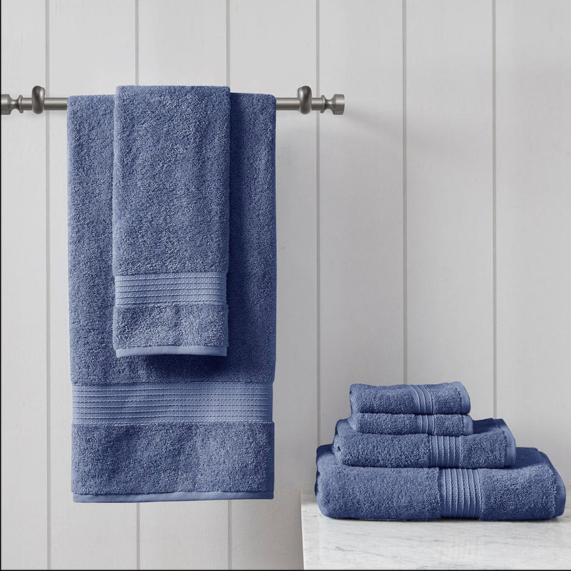 Home Outfitters Navy 100% Cotton 6 Piece Bath Towel Set , Absorbent, Bathroom Spa Towel, Modern/Contemporary