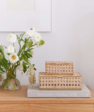 Natural Cane Wicker Decor Box - Medium