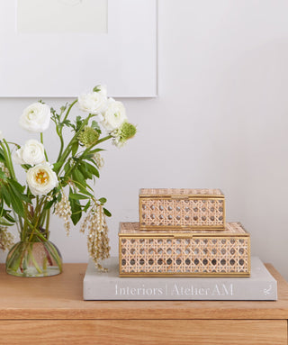 Natural Cane Wicker Decor Box - Large