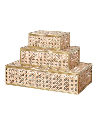 Natural Cane Wicker Decor Box - Large
