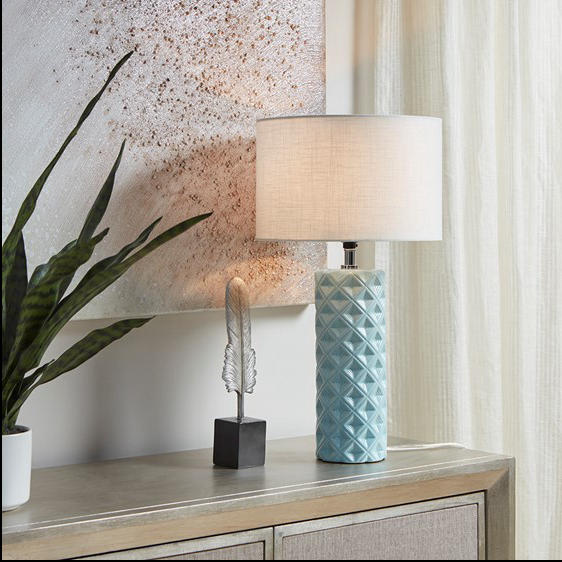 Home Outfitters Aqua Table Lamp , Great for Bedroom, Living Room, Modern/Contemporary