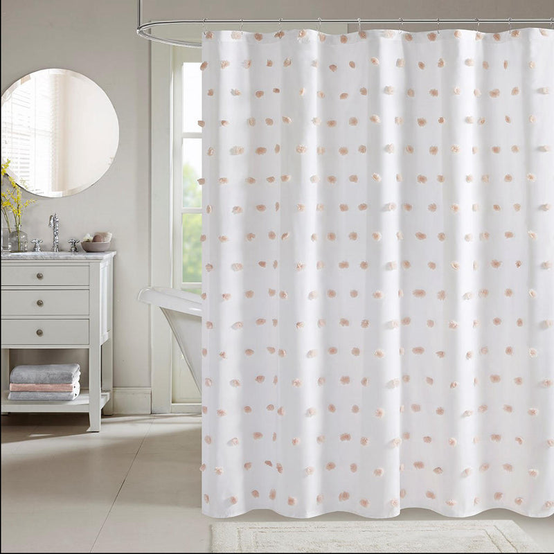 Home Outfitters Blush  Clip Shower Curtain 72"W x 72"L, Shower Curtain for Bathrooms, Casual