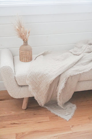 Crinkled Double Weave Linen Throw